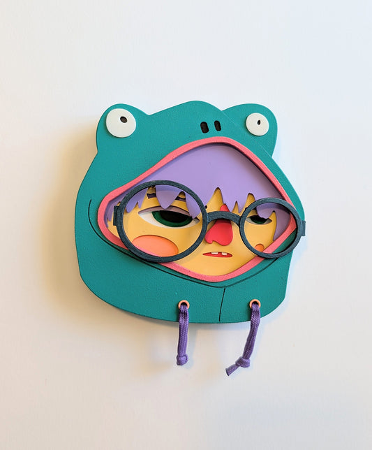Dark Green Frog Hoodie Painting