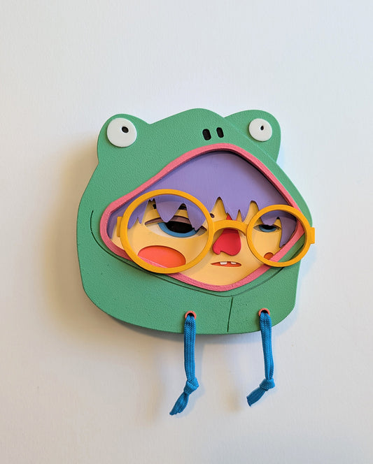 Light Green Frog Hoodie Wall Art